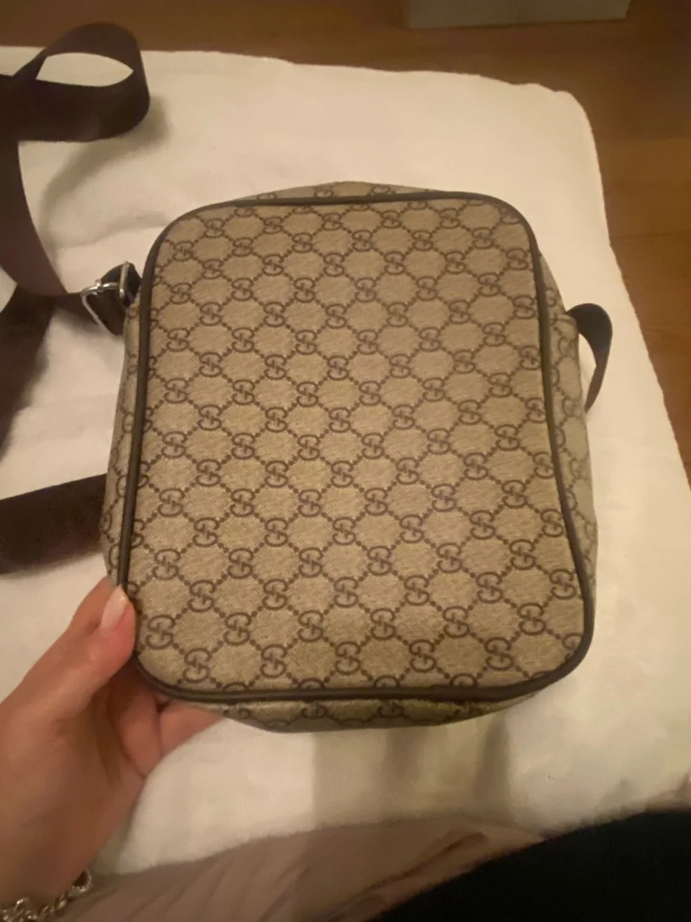 Designer Monogram Crossbody Messenger Bag in Brown